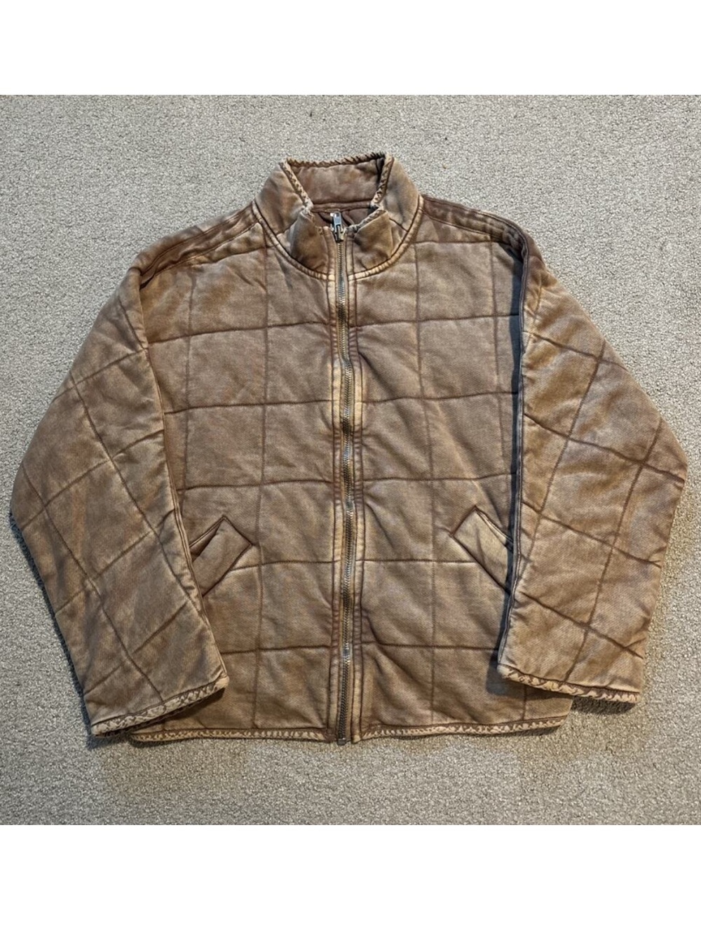 Free People Quilted Dolman Tan-Brown Zip Jacket
